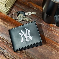 Portefeuille à deux volets brodé en cuir synthétique des Yankees de New York