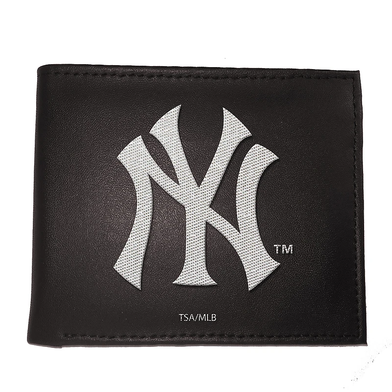 Portefeuille à deux volets brodé en cuir synthétique des Yankees de New York