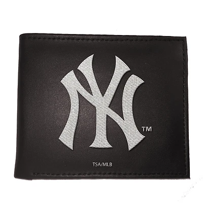 Portefeuille à deux volets brodé en cuir synthétique des Yankees de New York