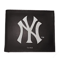 Portefeuille à deux volets brodé en cuir synthétique des Yankees de New York