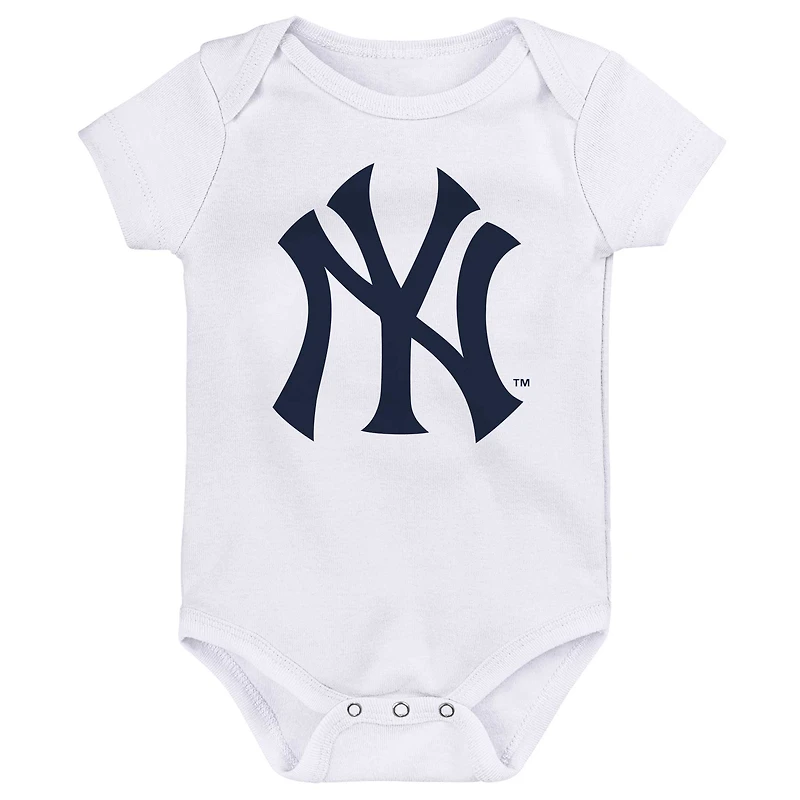 Newborn & Infant Navy/White/Heathered Gray New York Yankees Minor League Player - Three-Pack Bodysuit Set