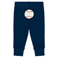 Newborn & Infant WEAR by Erin Andrews Heather Gray/White/Navy New York Yankees Three-Piece Turn Me Around Bodysuits Pants Set