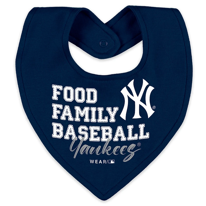 Vêtements pour nouveau-nés et nourrissons par Erin Andrews Heather Gray New York Yankees Sleep and Play Ensemble pyjama bavoir à fermeture éclair intégrale