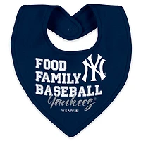 Vêtements pour nouveau-nés et nourrissons par Erin Andrews Heather Gray New York Yankees Sleep and Play Ensemble pyjama bavoir à fermeture éclair intégrale