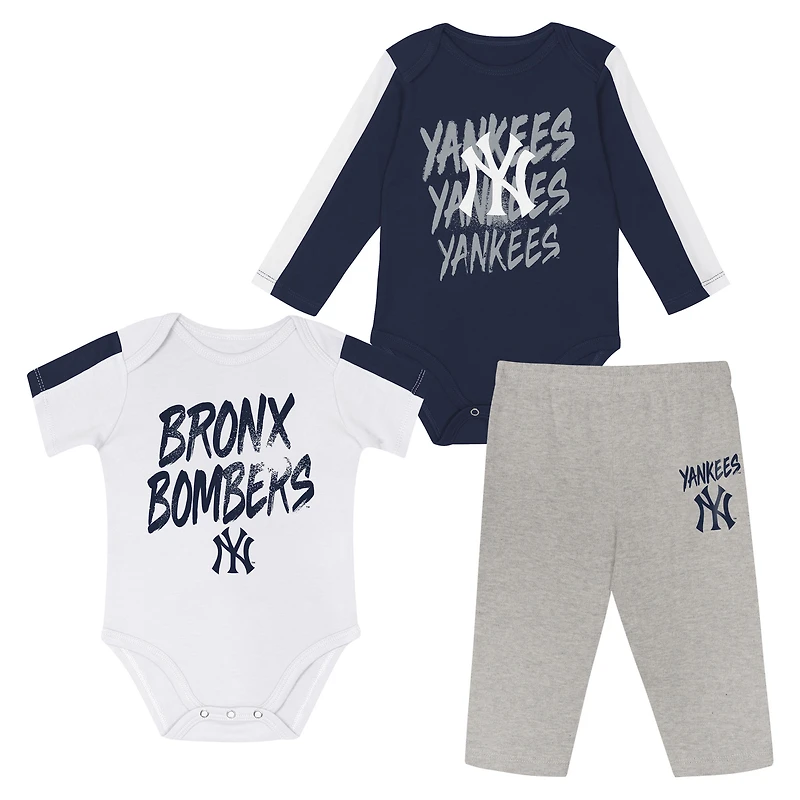 Ensemble 3 pièces pour nouveau-né Outerstuff New York Yankees Double Down Body et pantalon