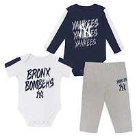 Ensemble 3 pièces pour nouveau-né Outerstuff New York Yankees Double Down Body et pantalon