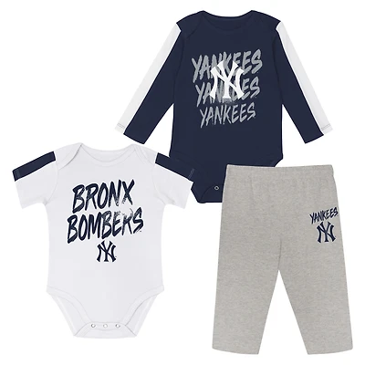 Newborn Outerstuff New York Yankees Double Down Bodysuit and Pants 3-Piece Set