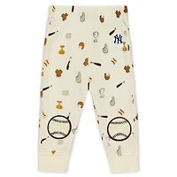 Newborn WEAR by Erin Andrews Cream New York Yankees Two-Piece Waffle-Knit Sleep Set