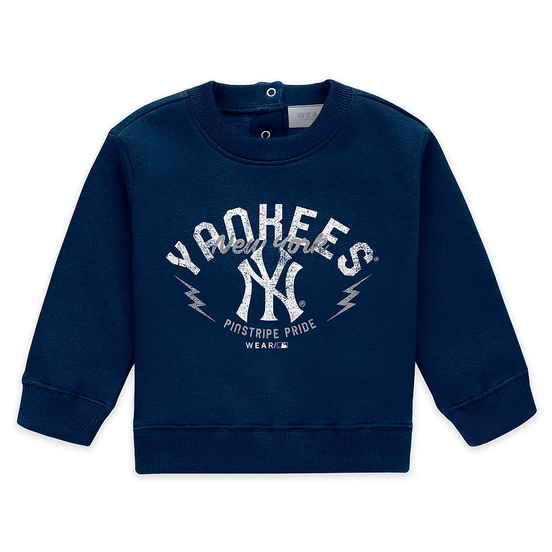 Ensemble nouveau-né WEAR by Erin Andrews bleu marine avec col ras du cou et pantalon en polaire des Yankees de New York