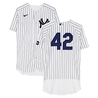 Paul Blackburn New York Yankees Player-Worn #42 White Pinstripe Jersey vs. Los Angeles Angels on April 15, 2026 - Jackie Robinson Day