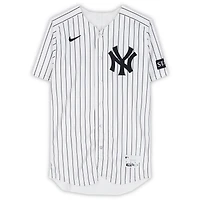 Paul Blackburn New York Yankees Player-Worn #42 White Pinstripe Jersey vs. Los Angeles Angels on April 15, 2026 - Jackie Robinson Day