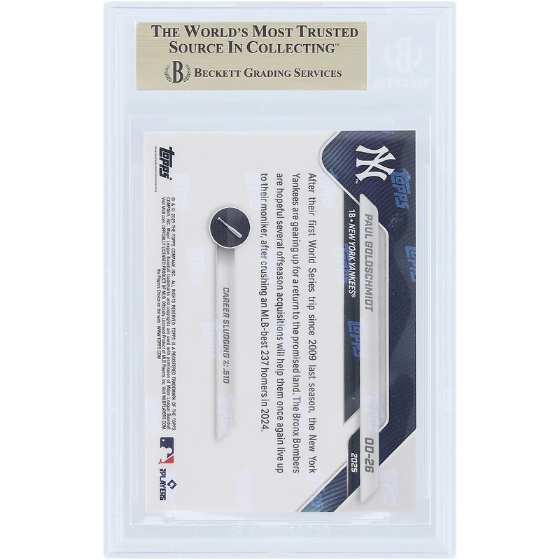 Paul Goldschmidt New York Yankees 2025 Topps Now Road to Opening Day #OD-26 BGS Authenticated 10 Card - 10,10,10,9.5 Subgrades
