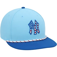Casquette New Era bleu clair du 4 juillet de Paul Goldschmidt, utilisée par les Yankees de New York lors du match contre les Mets de New York le 4 juillet 2025