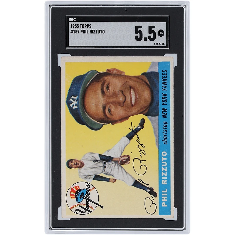 Carte authentifiée SGC 5.5 de Phil Rizzuto, Yankees de New York, 1955 Topps n° 189