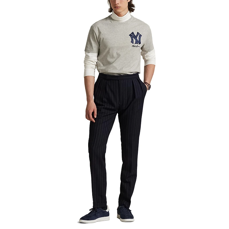 T-shirt Polo Ralph Lauren gris chiné en jersey des Yankees