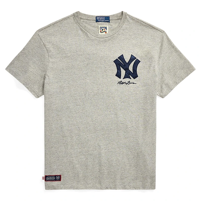 T-shirt Polo Ralph Lauren gris chiné en jersey des Yankees