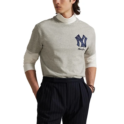 T-shirt Polo Ralph Lauren gris chiné en jersey des Yankees