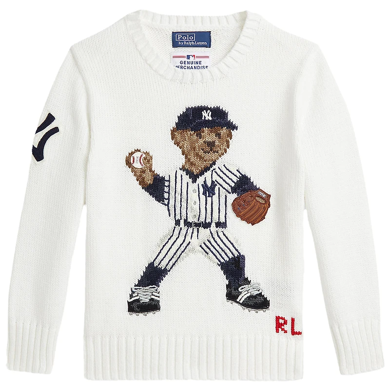 Preschool Polo Ralph Lauren  White Yankees Bear Pullover Sweater