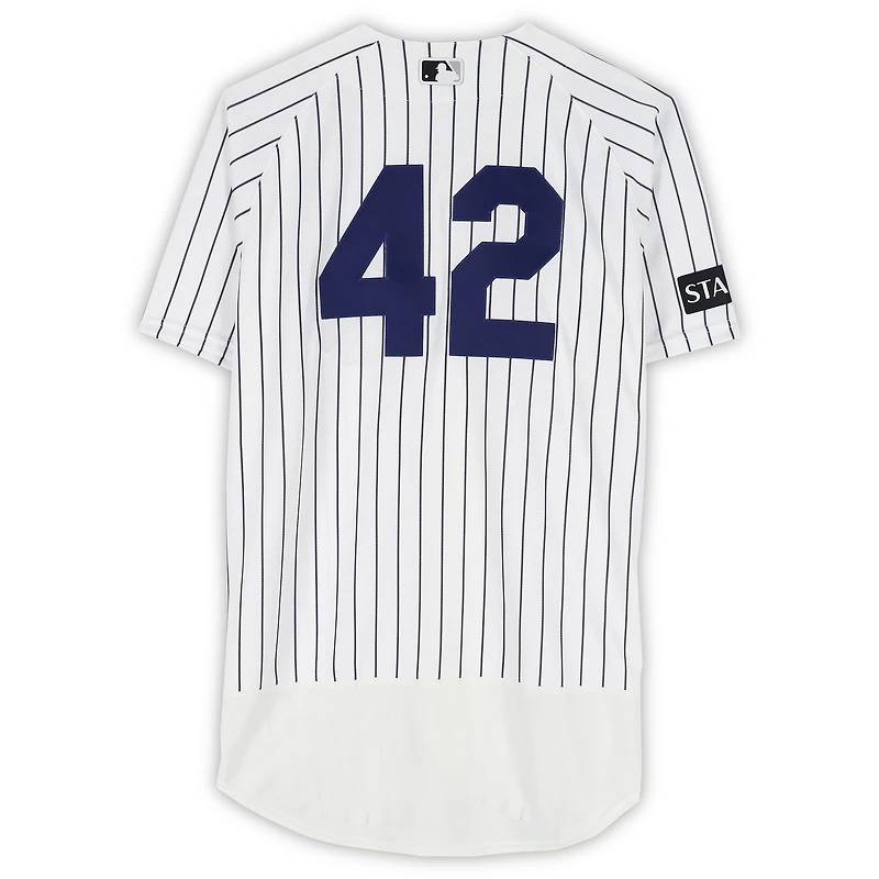 Randal Grichuk New York Yankees Game-Used #42 White Pinstripe Jersey vs. Los Angeles Angels on April 15, 2026 - Jackie Robinson Day