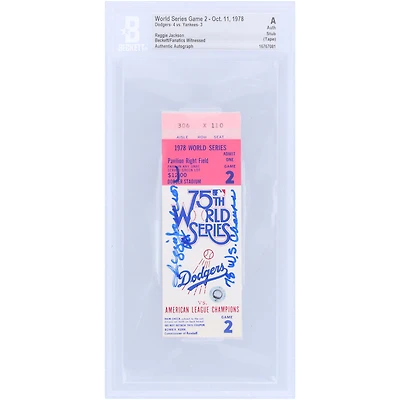 Billet 9 authentifié avec l'inscription « 78 WS Champs » signé par Reggie Jackson des Yankees de New York lors du deuxième match des World Series de 1978, Beckett/Fanatics Witnessed