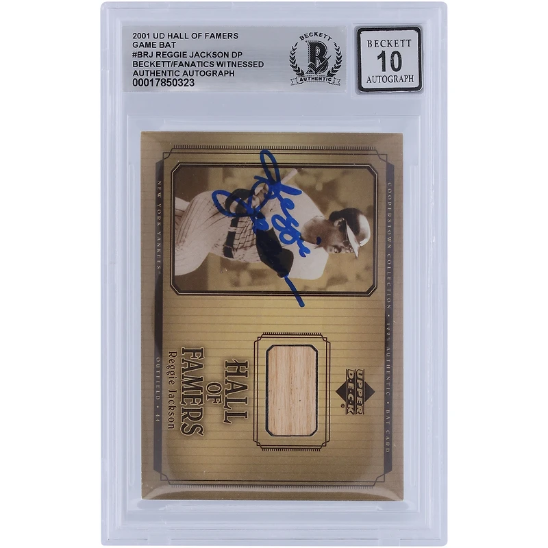 Carte relique de batte des membres du Temple de la renommée de la collection Cooperstown Upper Deck 2001 autographiée par Reggie Jackson des Yankees de New York #B-RJ Beckett, carte authentifiée par des fanatiques témoins
