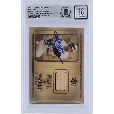 Carte relique de batte des membres du Temple de la renommée de la collection Cooperstown Upper Deck 2001 autographiée par Reggie Jackson des Yankees de New York #B-RJ Beckett, carte authentifiée par des fanatiques témoins