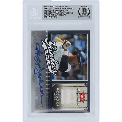 Reggie Jackson New York Yankees Autographié 2006 Fleer Greats of the Game Yankee Clippings Memorabilia Relic #NYY-RJ Beckett Fanatics Witnessed Authenticated Card