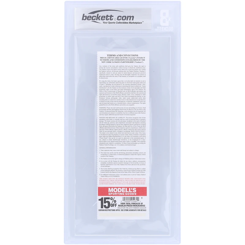 Reggie Jackson New York Yankees Autographed Beckett/Fanatics Witnessed Authenticated Ticket with "HOF 93" Inscription
