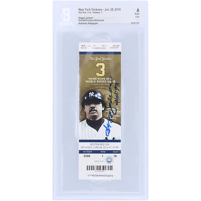Reggie Jackson New York Yankees Autographed Beckett/Fanatics Witnessed Authenticated Ticket with "HOF 93" Inscription