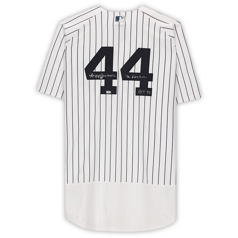 Maillot réplique Nike blanc autographié par Reggie Jackson des New York Yankees avec plusieurs inscriptions