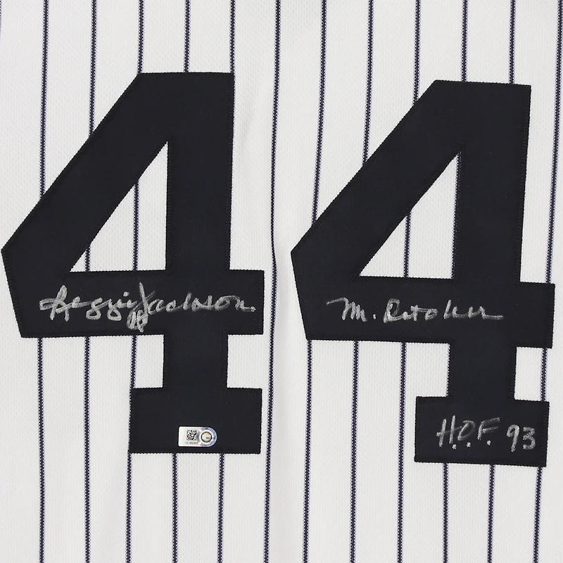 Maillot réplique Nike blanc autographié par Reggie Jackson des New York Yankees avec plusieurs inscriptions