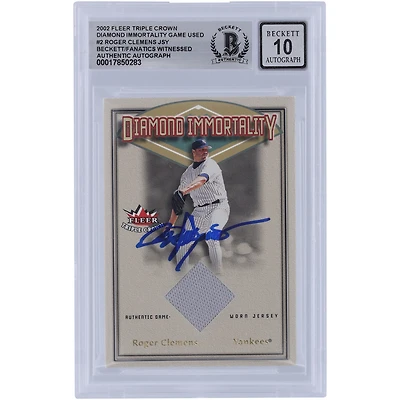 Roger Clemens New York Yankees Autographié 2002 Fleer Triple Crown Diamond Immortality Grey Jersey Relic #RC Beckett Fanatics Witnessed Authenticated 10 Card