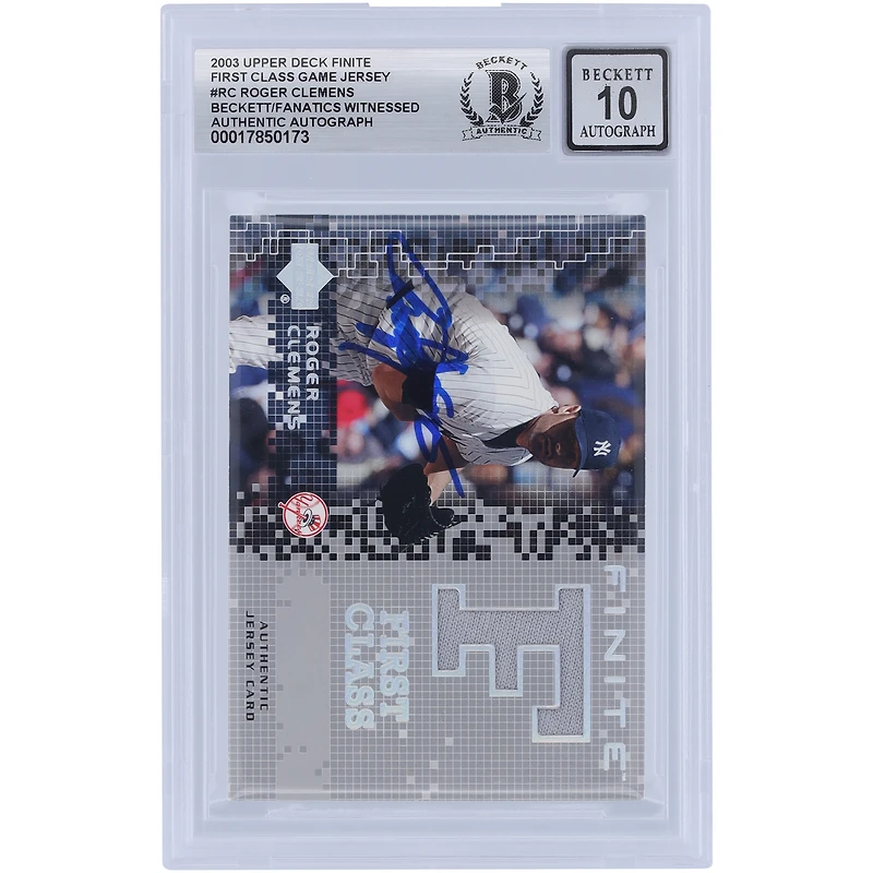 Roger Clemens New York Yankees autographié 2003 Upper Deck Finite First Class Game Jersey Relic #FC-RC Beckett Fanatics Witnessed Authenticated 10 Card