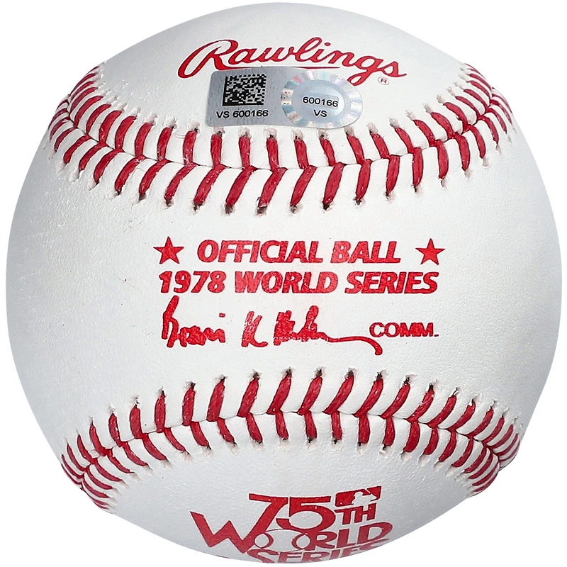 Balle de baseball Rawlings autographiée par Ron Guidry, des Yankees de New York, avec le logo des Séries mondiales de 1978
