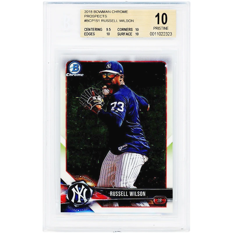 Russell Wilson New York Yankees 2018 Bowman Draft Chrome #BCP151 BGS Authenticated 10 Card - 9.5,10,10,10 Subgrades