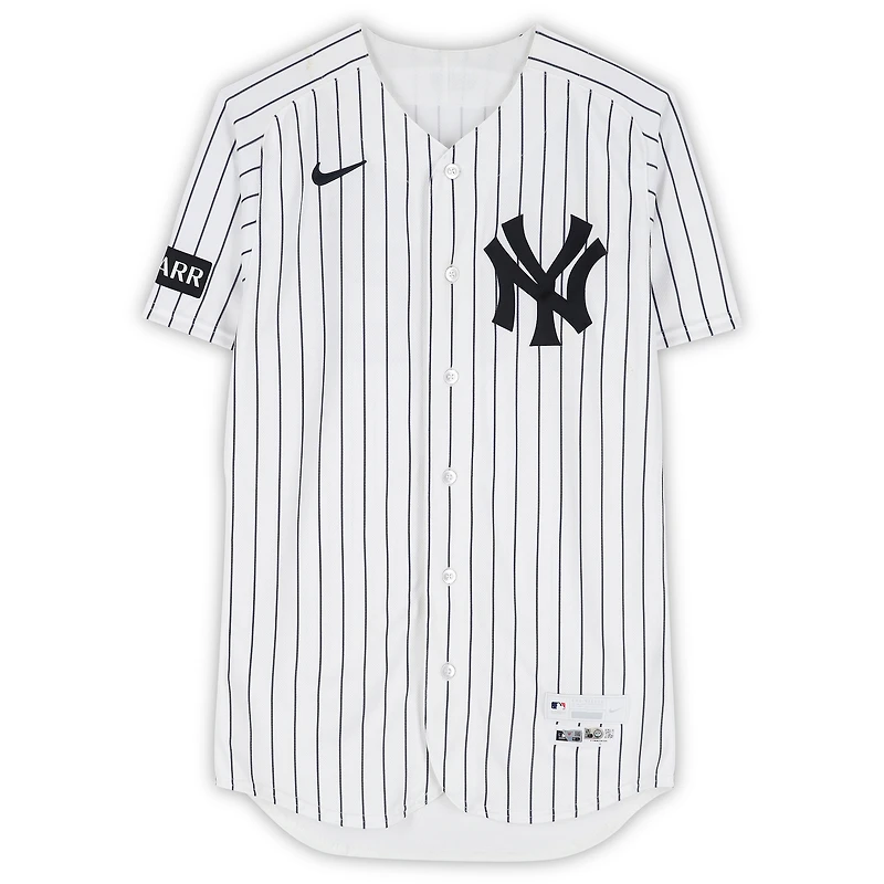 Ryan McMahon New York Yankees Game-Used #42 White Pinstripe Jersey vs. Los Angeles Angels on April 15, 2026