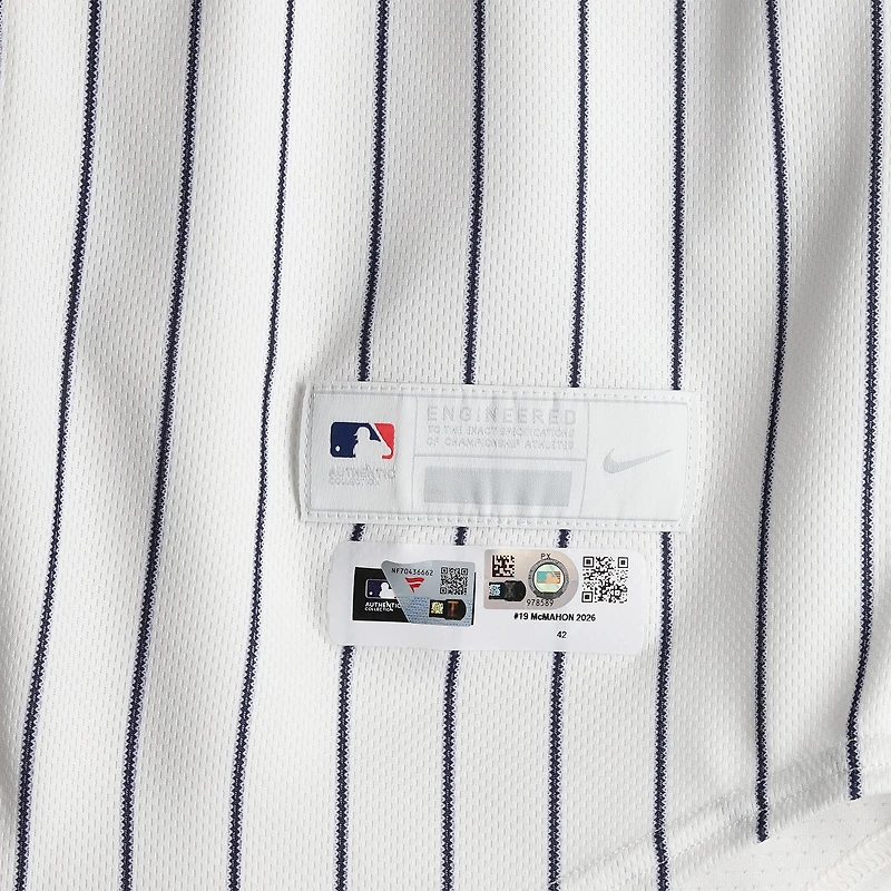 Ryan McMahon New York Yankees Game-Used #42 White Pinstripe Jersey vs. Los Angeles Angels on April 15, 2026