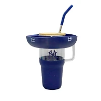 Gobelet en verre de 40 oz avec plateau à collation en silicone de The Memory Company New York Yankees