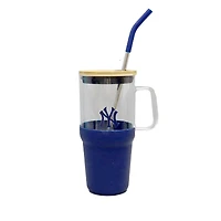 Gobelet en verre de 40 oz avec plateau à collation en silicone de The Memory Company New York Yankees