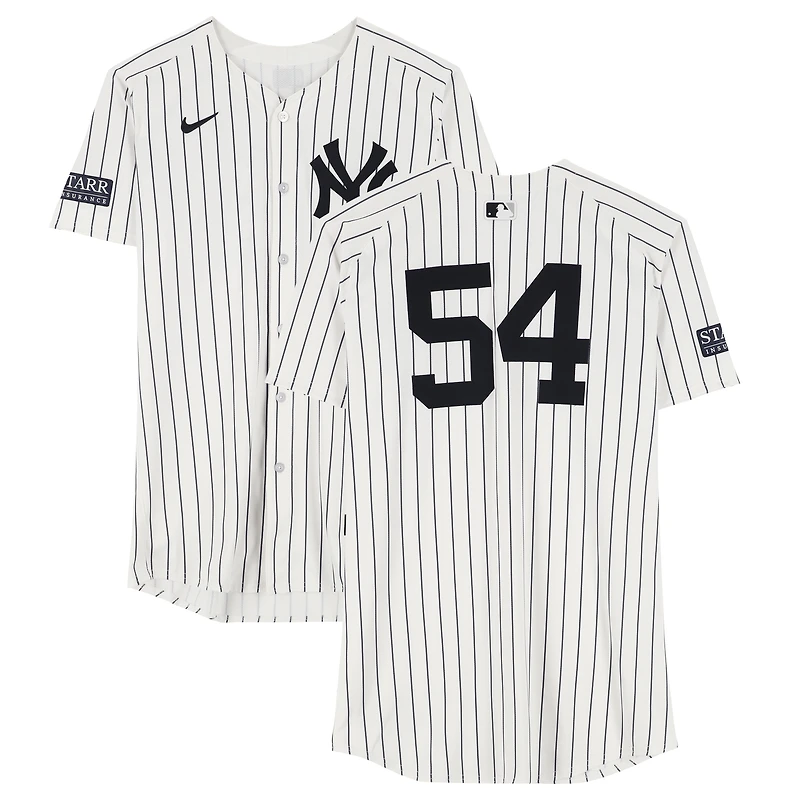 Tim Hill New York Yankees ALDS Game-Used #54 White Pinstripe Nike Jersey vs. Kansas City Royals on October 5, 2024