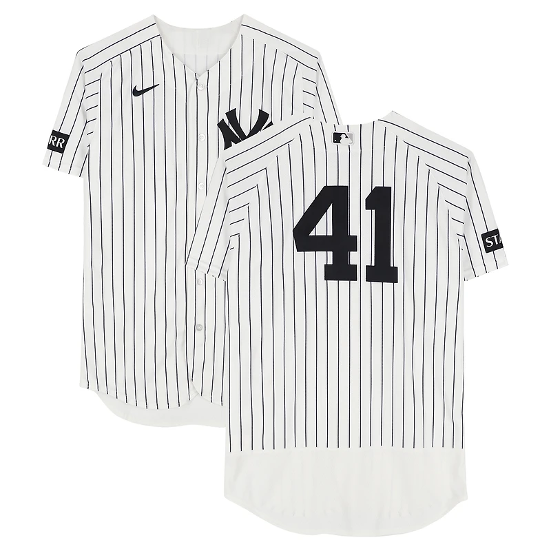 Tim Hill New York Yankees Game-Used #41 White Pinstripe Jersey vs. Miami Marlins on April 3, 2026