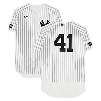 Tim Hill New York Yankees Game-Used #41 White Pinstripe Jersey vs. Miami Marlins on April 3, 2026