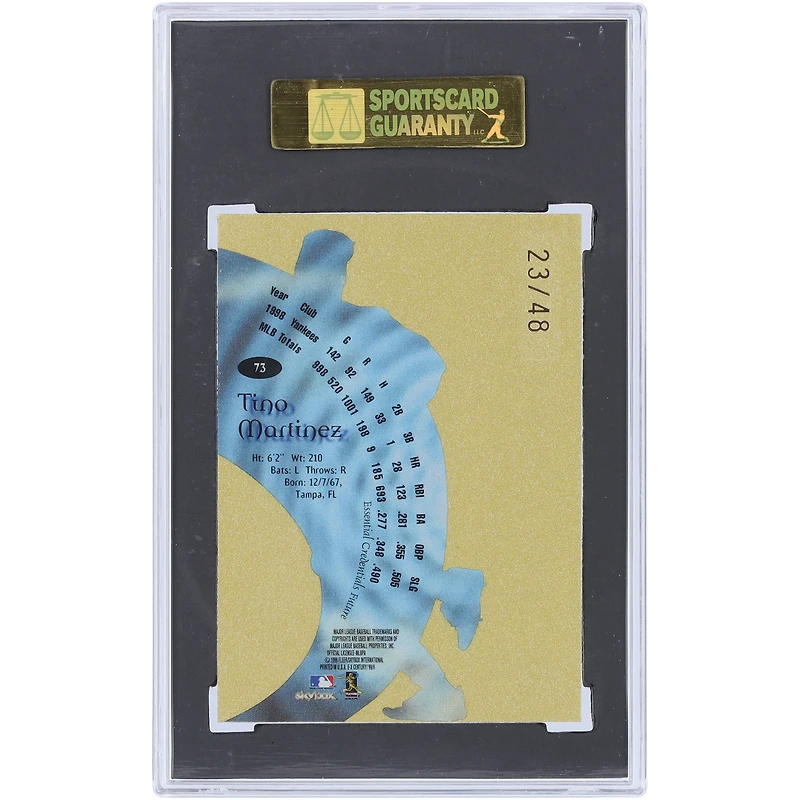 Tino Martinez New York Yankees 1999 Skybox E-X Century Essential Credentials Future #73 #23/48 SGC 8 cartes authentifiées