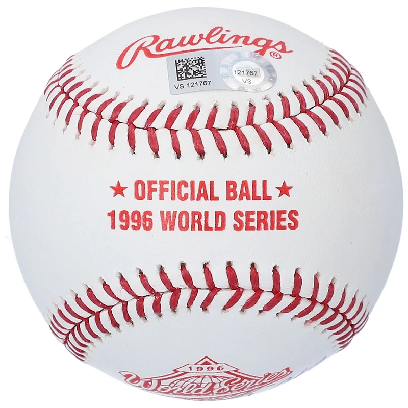 Baseball dédicacé par Tino Martinez des Yankees de New York avec le logo de la Série mondiale de et l'inscription « WS Champs