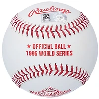 Baseball dédicacé par Tino Martinez des Yankees de New York avec le logo de la Série mondiale de et l'inscription « WS Champs