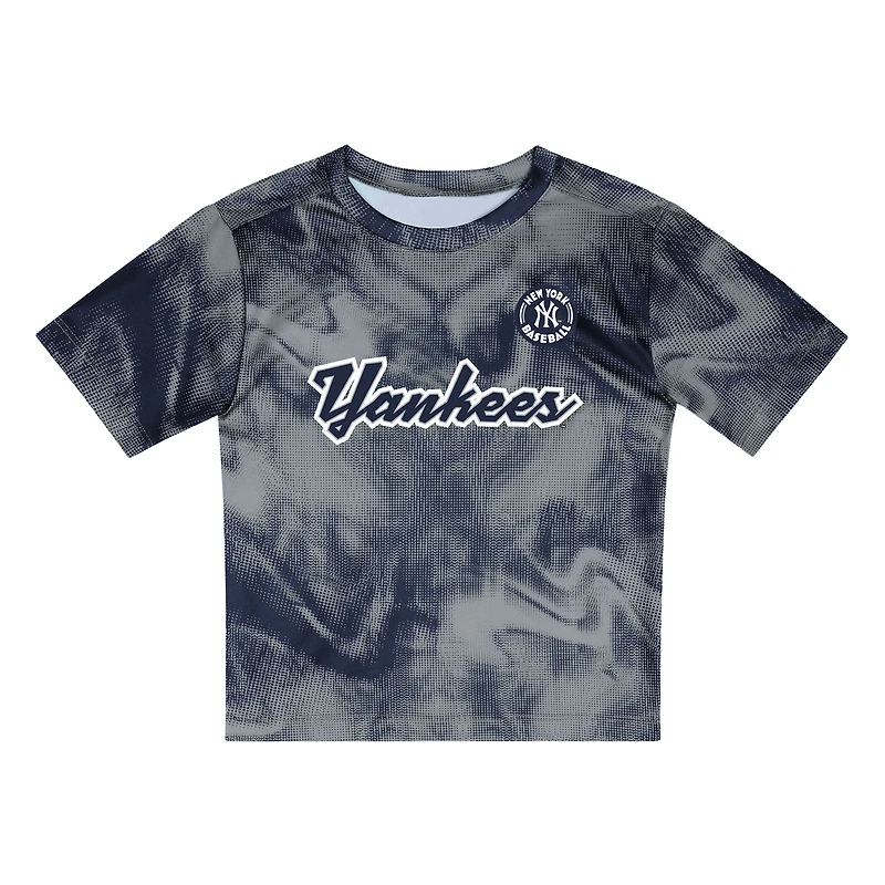 Ensemble t-shirt et short de frappeur champ intérieur pour tout-petits, gris/bleu marine, des Yankees New York