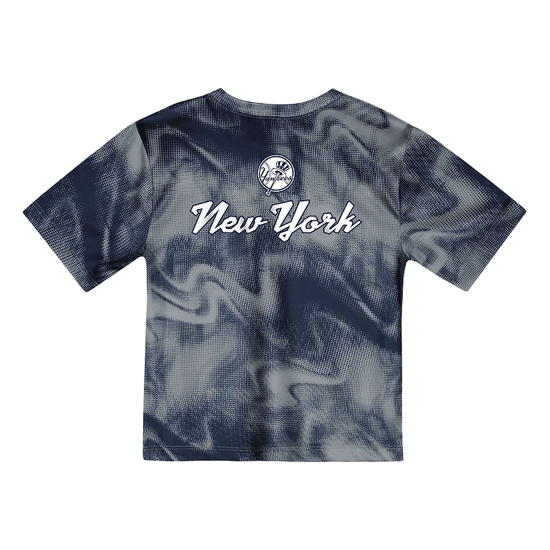 Ensemble t-shirt et short de frappeur champ intérieur pour tout-petits, gris/bleu marine, des Yankees New York