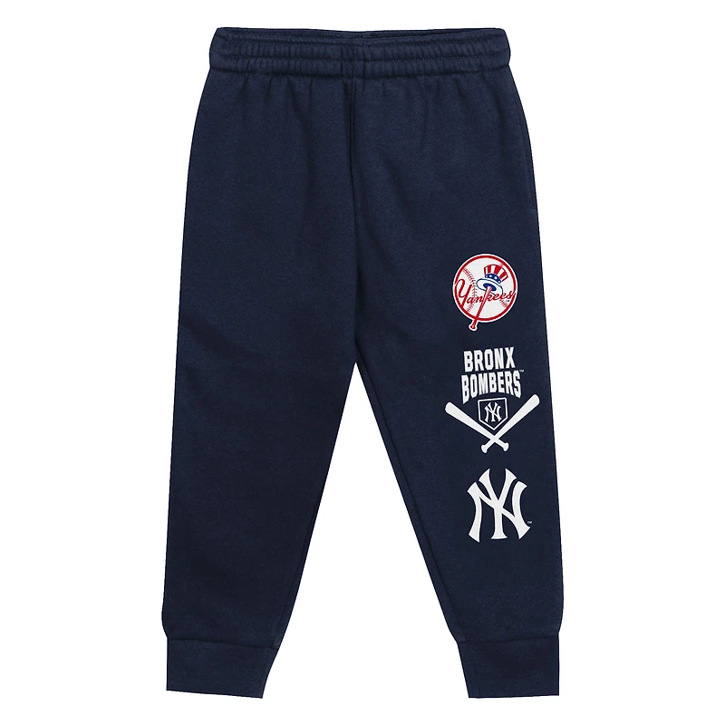 Toddler Gray/Navy New York Yankees Wind Up Pullover Hoodie and Sweatpants Set