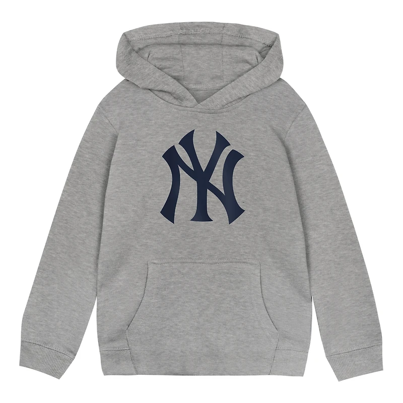 Toddler Heather Gray New York Yankees Primary Logo Fleece Pullover Hoodie