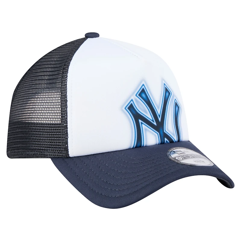 Casquette ajustable New Era New York Yankees A-Frame 9FORTY blanche/bleu marine pour tout-petit